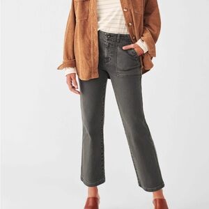 Faherty Organic Cotton High-Waist Crop Utility Pants Women Gray size 28 Casual